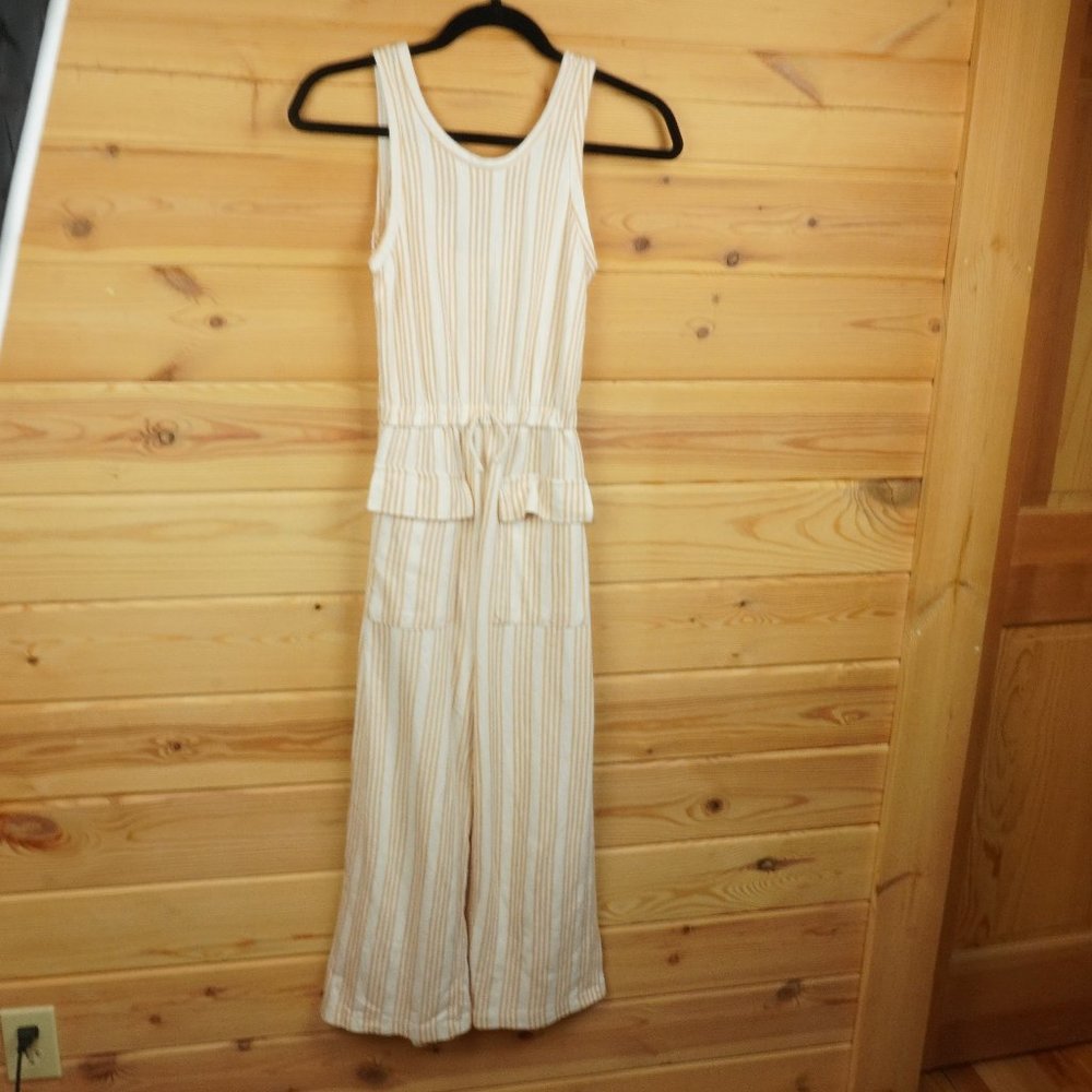 Zara Butter Yellow and Cream Striped Pantsuit Size 11-12